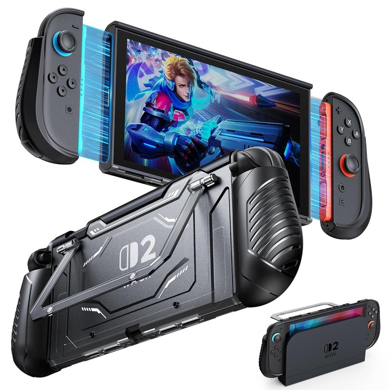 FYOUNG Switch 2 Protective Case with Kickstand, Dockable Hard PC Shell for Nintendo Switch 2 Console 2025, Full Protection Accessories,Shockproof, Soft TPU Ergonomic Grip for Joycon - Image 1